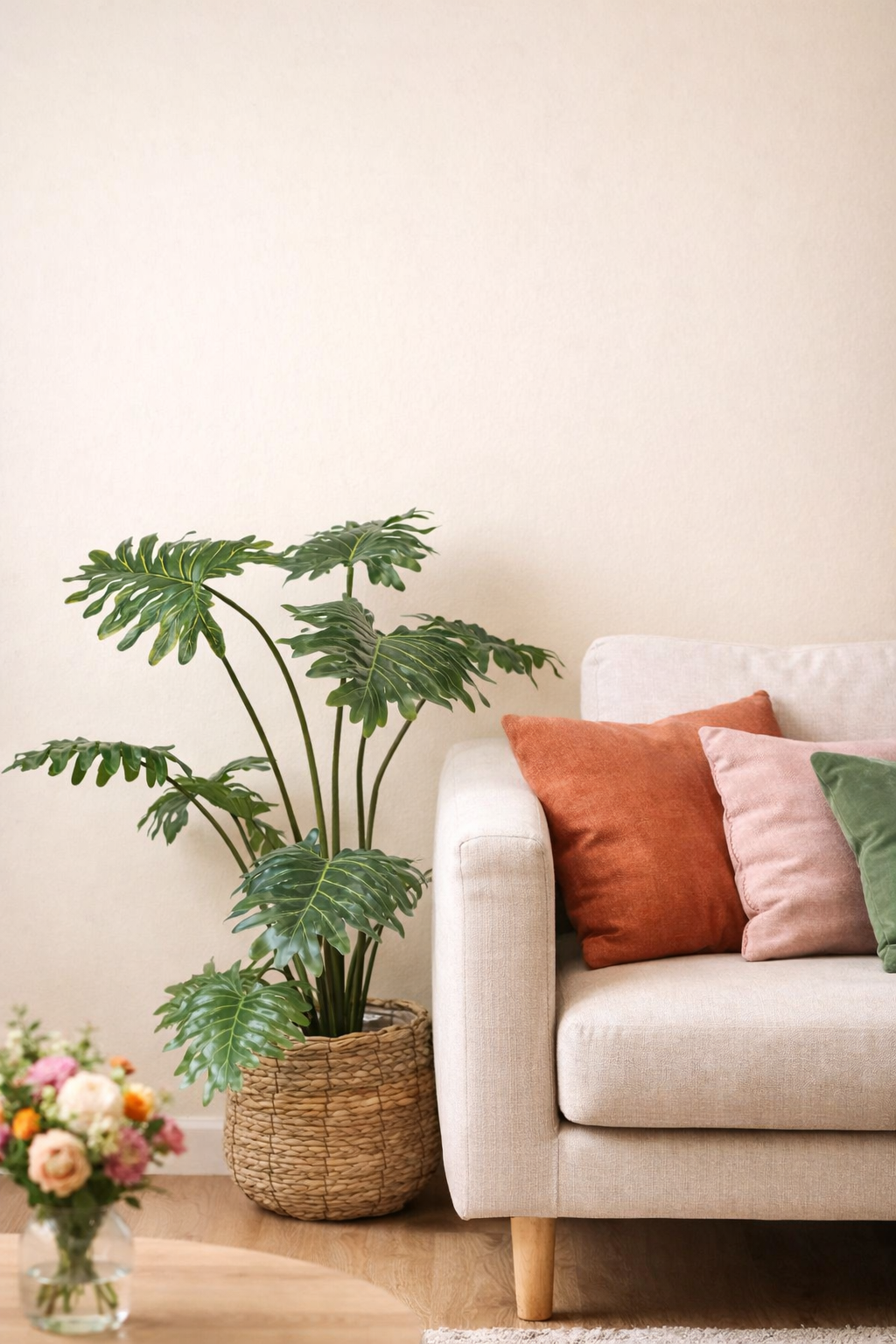 Philodendron artificiel haut de gamme – Plante décorative réaliste sans entretien (60 à 120 cm)