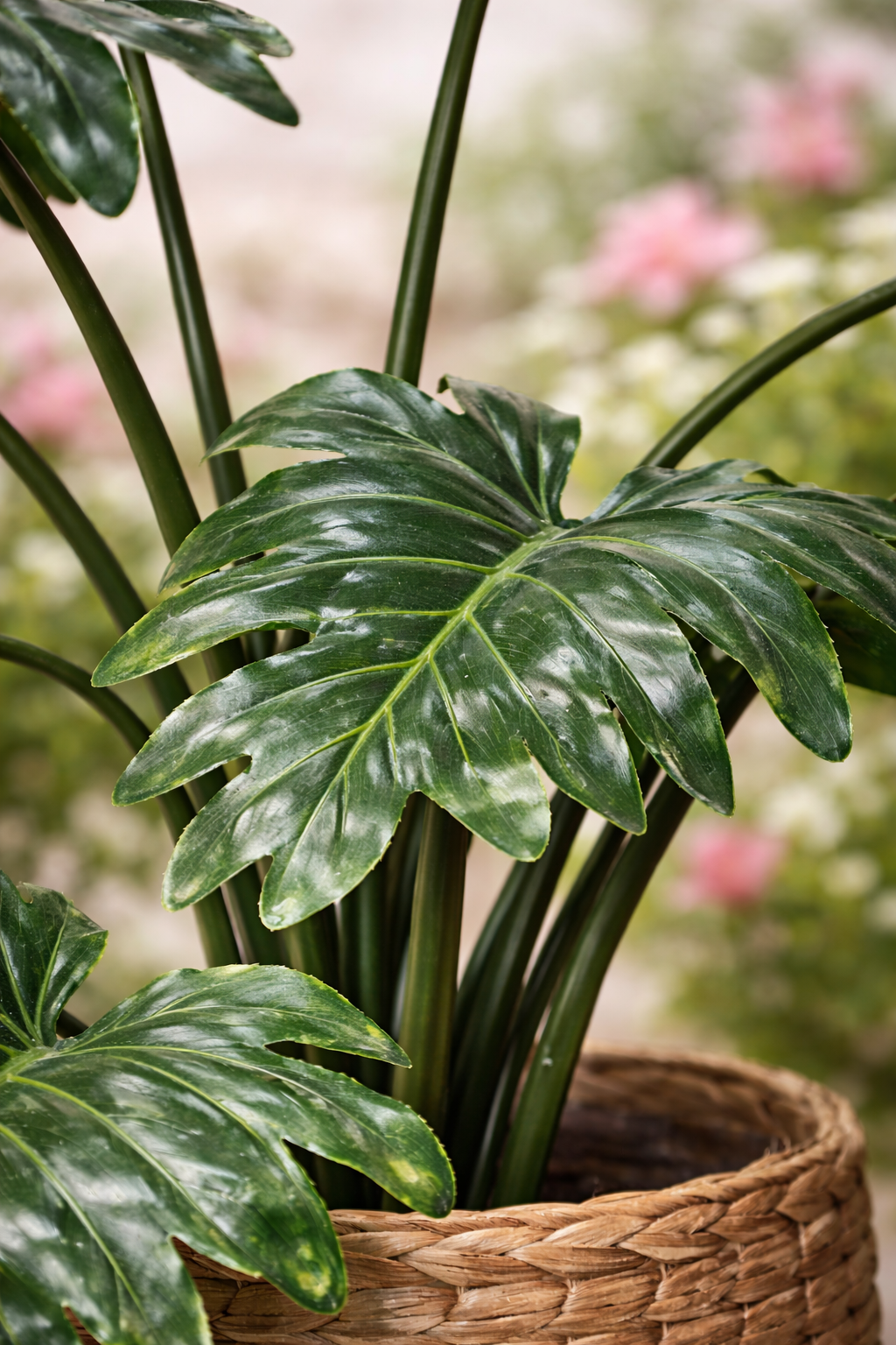 Philodendron artificiel haut de gamme – Plante décorative réaliste sans entretien (60 à 120 cm)