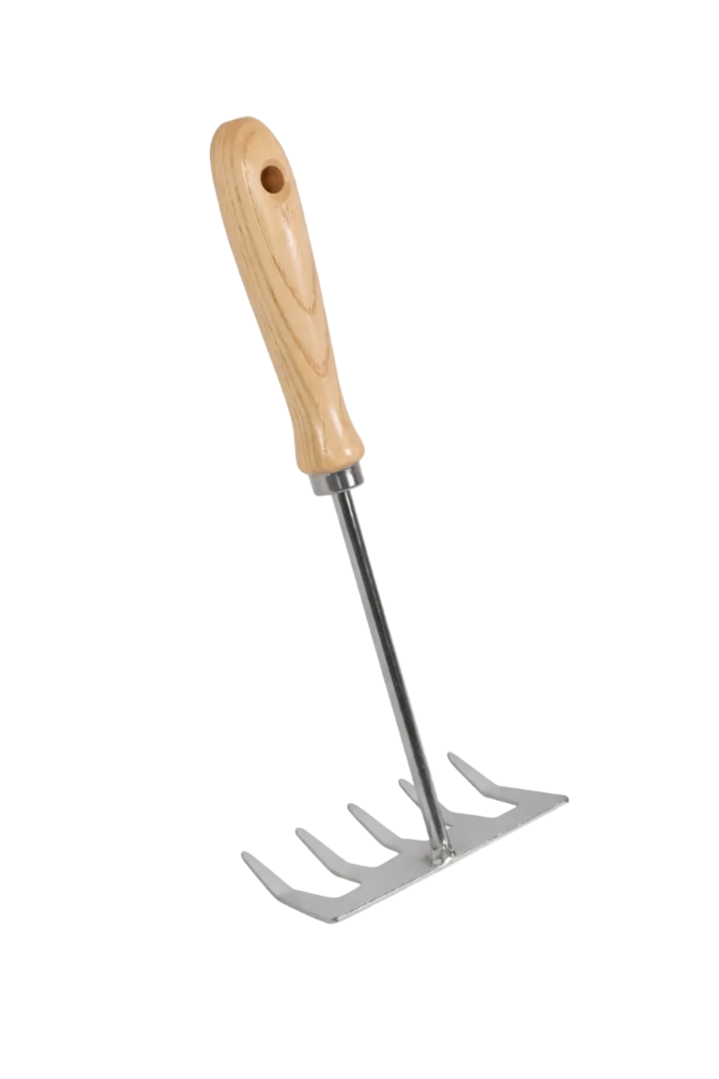 Mini Garden Rake 5 Teeth - Galvanized Steel & Ash Wood Handle