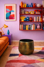 Cache-pot fait main Elisa Vintage Green en métal patiné – Pot décoratif rustique chic pour intérieur