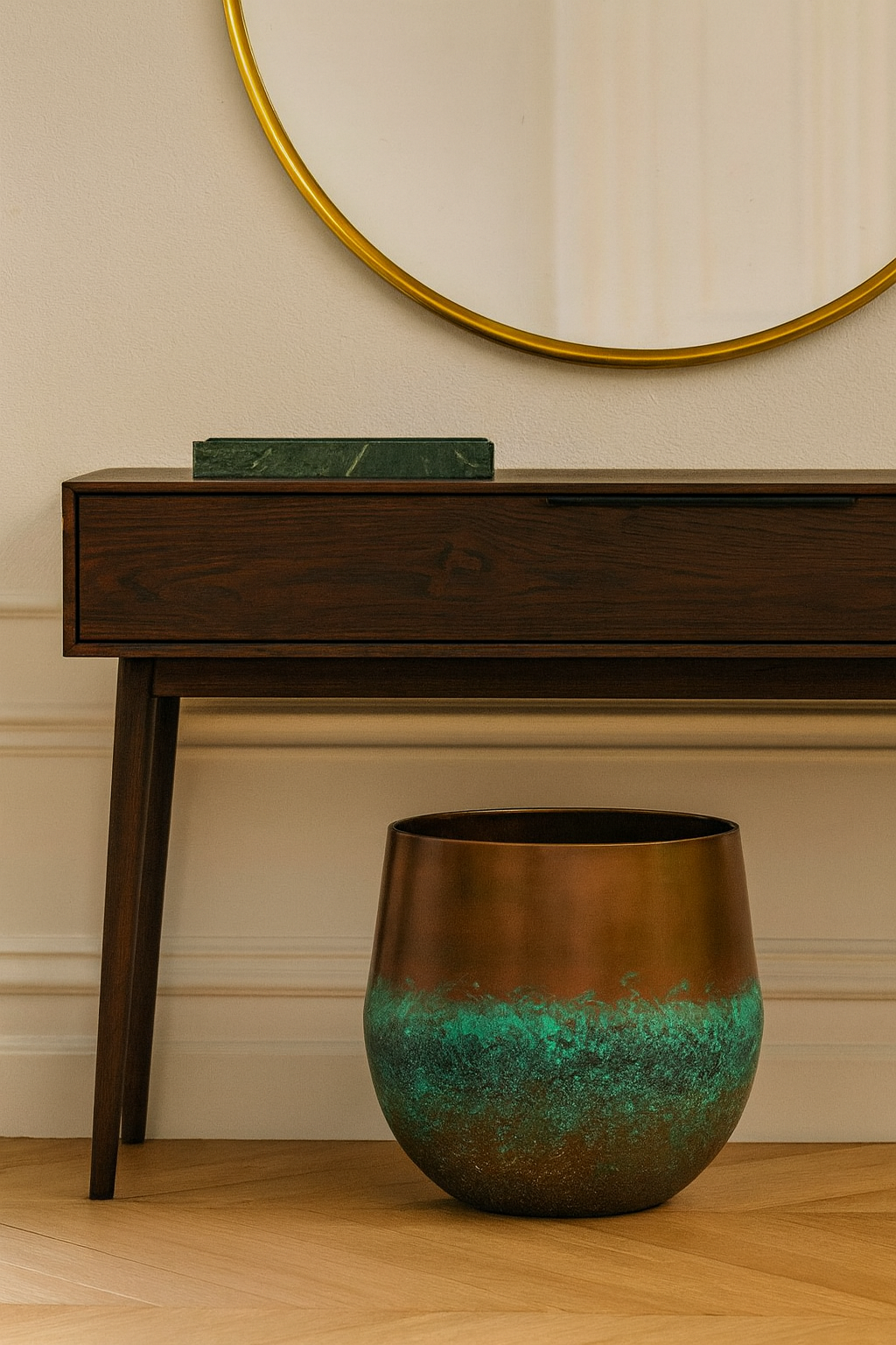 Elisa Mystic Bronze – Cache-pot en céramique texturée, finition bronze artistique
