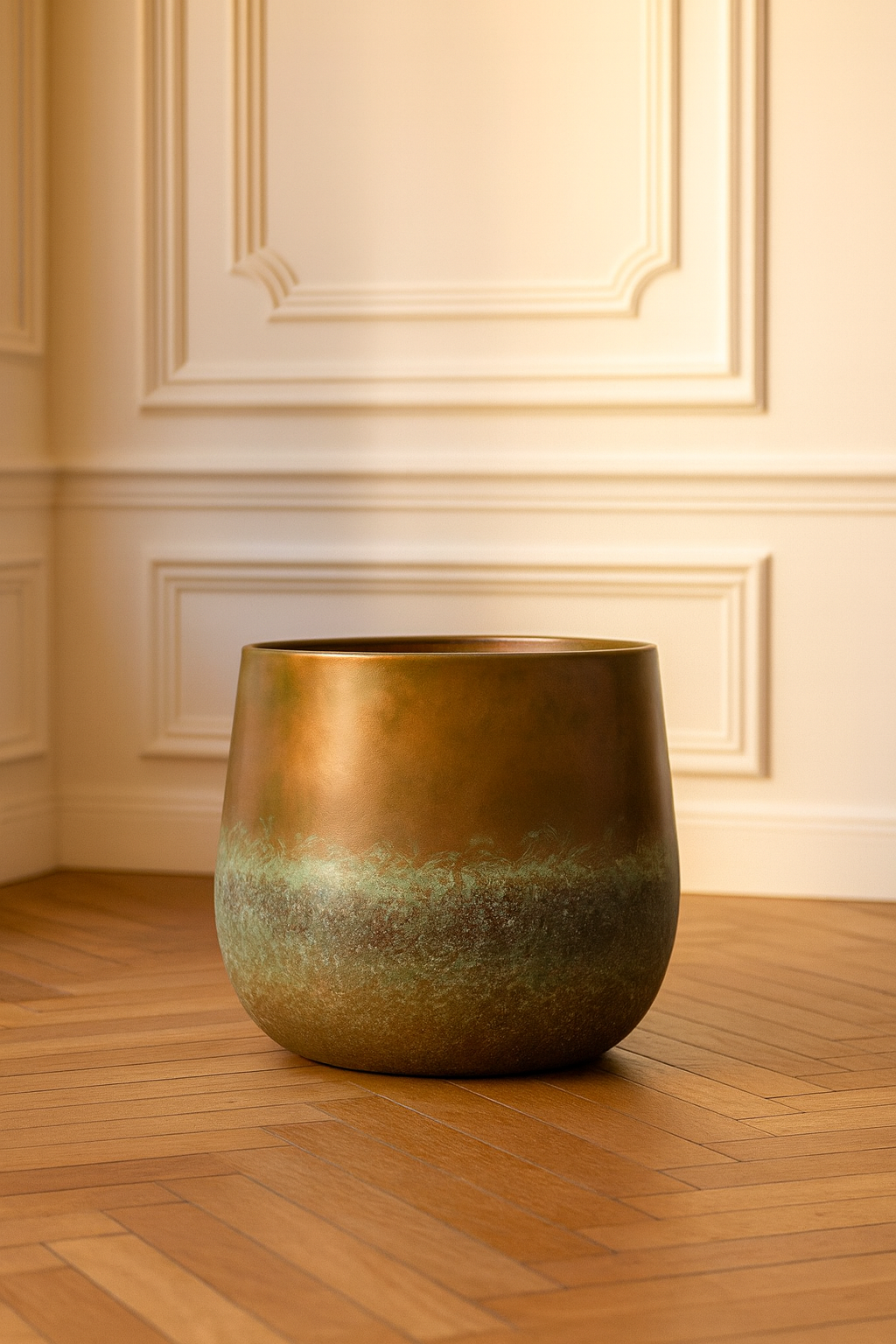 Elisa Mystic Bronze – Cache-pot en céramique texturée, finition bronze artistique