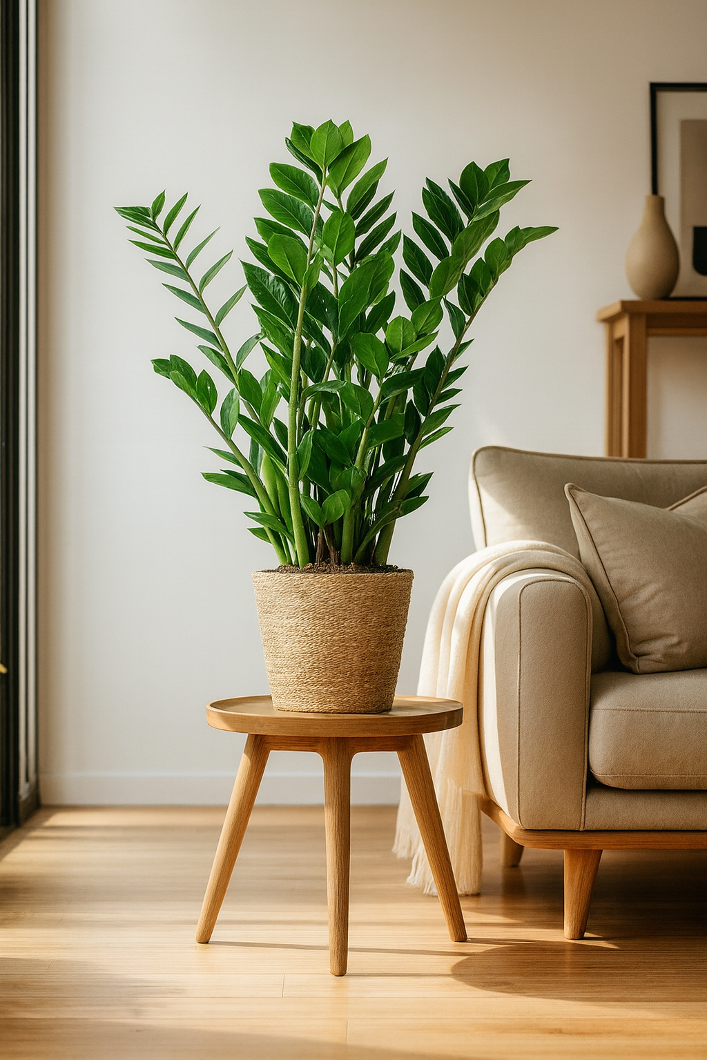 Zamioculcas Zamiifolia avec Panier Sofia – 80 cm | Élégance & Robustesse Naturelle