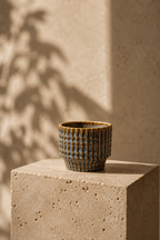 Echo Rustic Blue / Brown Pot – Ø10.8 x H9 cm