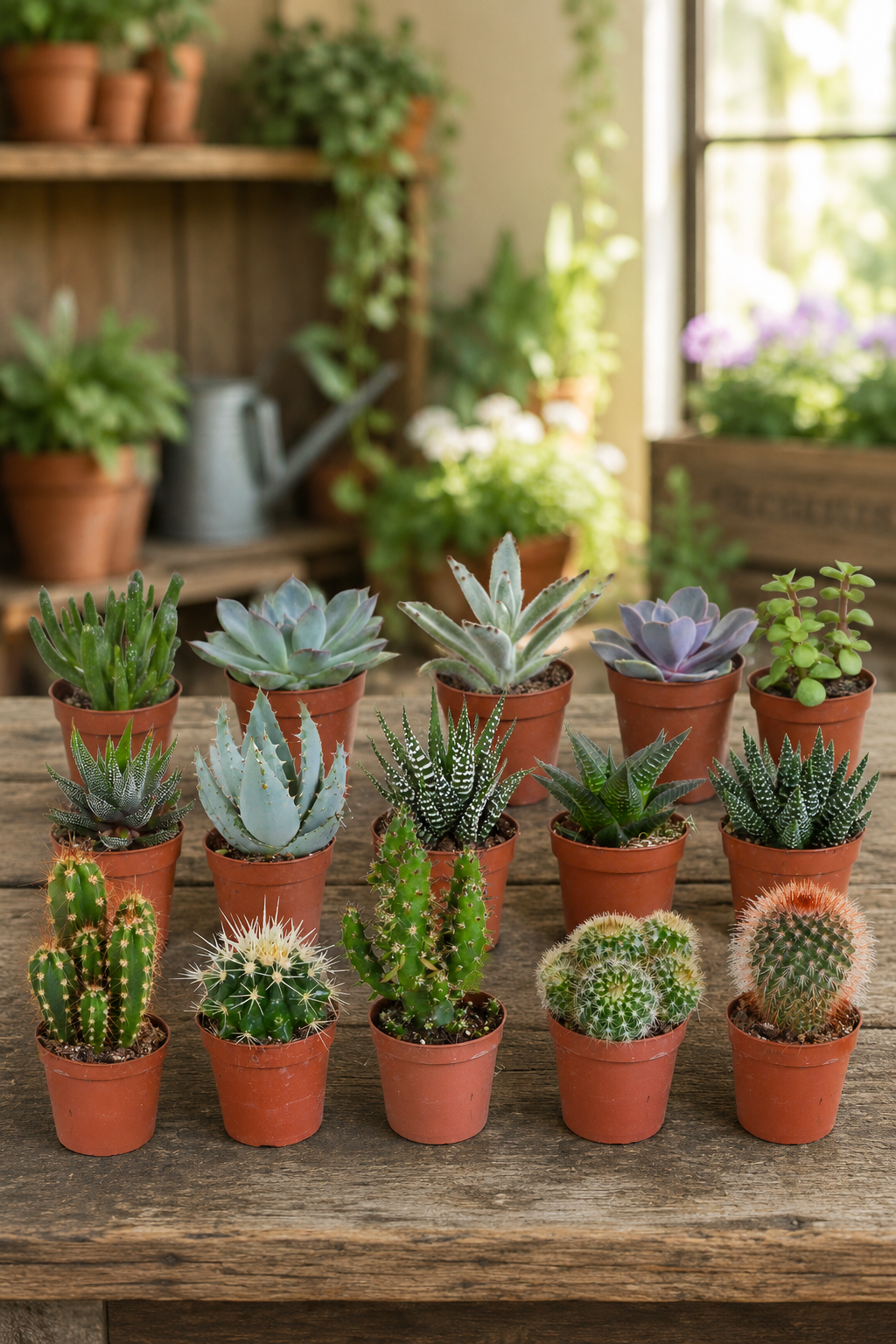 Cactus & Succulents Mix – 15 Plants Without Pots – Ø5.5 cm