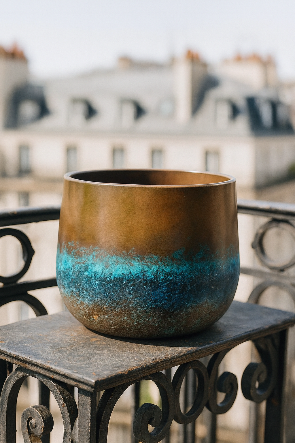 Elisa Mystic Bronze – Cache-pot en céramique texturée, finition bronze artistique