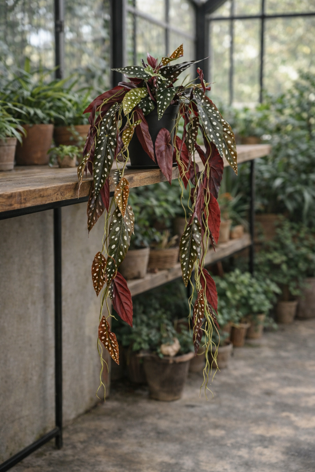 Begonia Maculata artificielle 80 cm – Plante décorative à pois ultra-réaliste