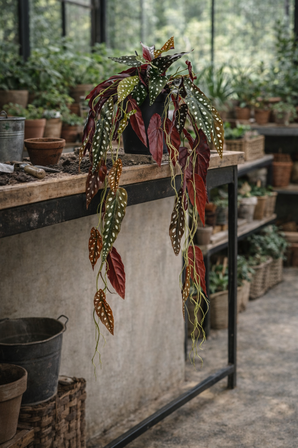 Begonia Maculata artificielle 80 cm – Plante décorative à pois ultra-réaliste