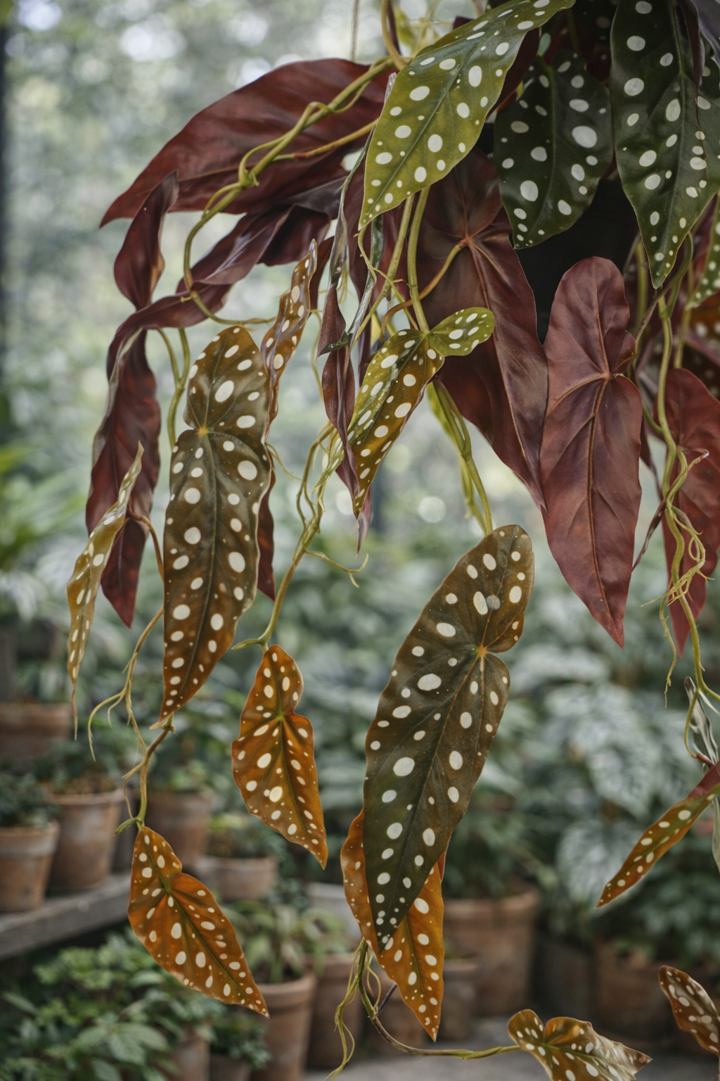 Begonia Maculata artificielle 80 cm – Plante décorative à pois ultra-réaliste