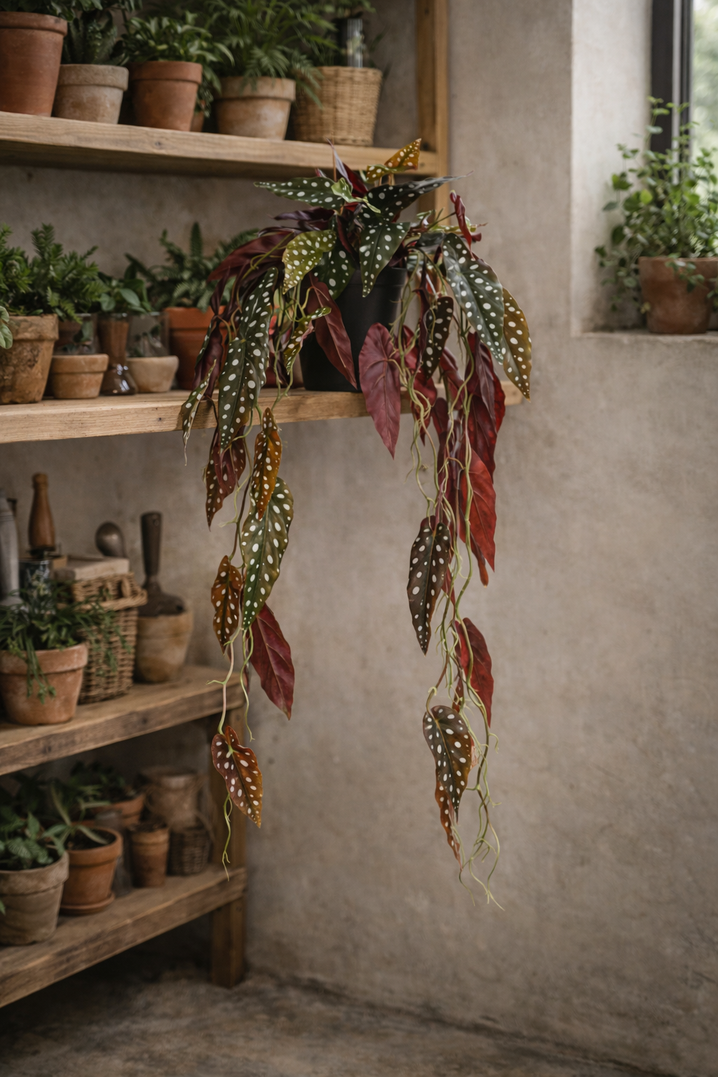 Begonia Maculata artificielle 80 cm – Plante décorative à pois ultra-réaliste