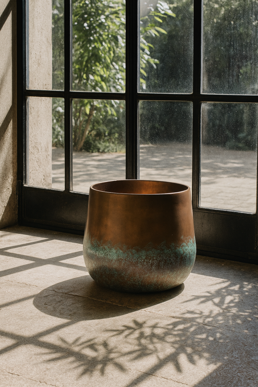 Elisa Mystic Bronze – Cache-pot en céramique texturée, finition bronze artistique