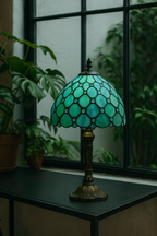 Lampe de Table Style Tiffany E27 – Verre Teinté Baroque Méditerranéen | Décoration Vintage & Ambiance Chaleureuse