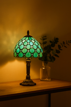 Lampe de Table Style Tiffany E27 – Verre Teinté Baroque Méditerranéen | Décoration Vintage & Ambiance Chaleureuse