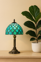 Lampe de Table Style Tiffany E27 – Verre Teinté Baroque Méditerranéen | Décoration Vintage & Ambiance Chaleureuse