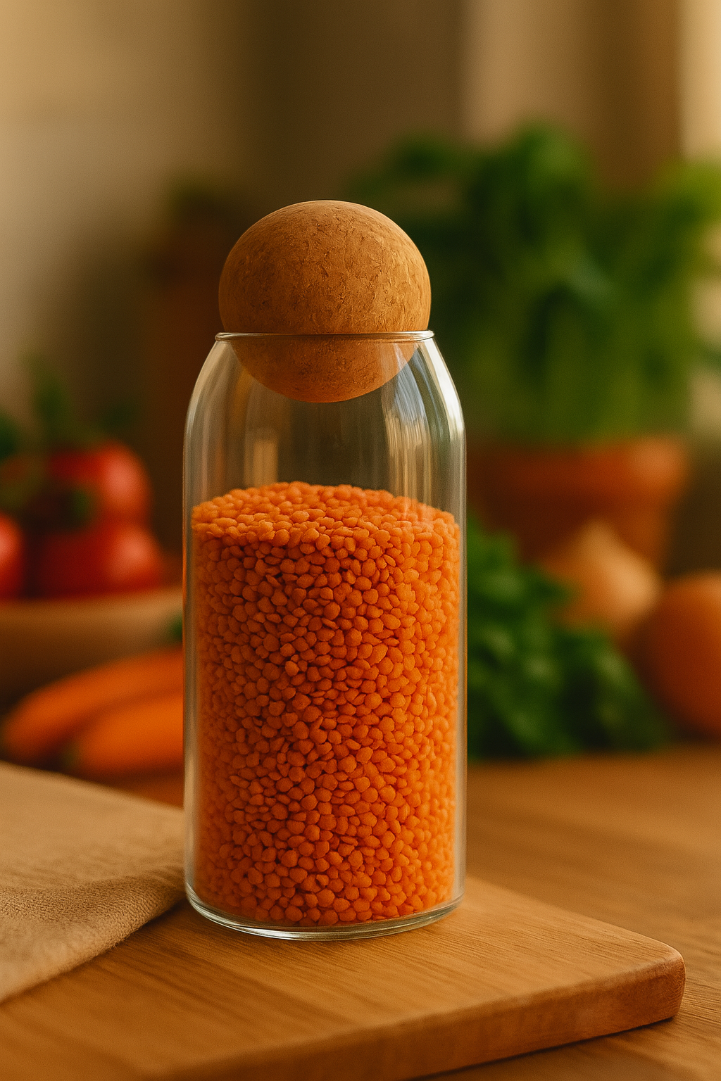 Lot de 4 Bocaux Hermétiques en Verre avec Bouchon en Liège – Rangement Cuisine Design – 500 ml, 800 ml, 1000 ml, 1200 ml – Conservation Café, Thé, Pâtes, Céréales