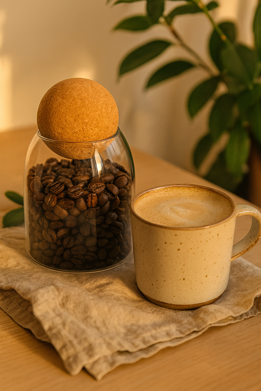 Lot de 4 Bocaux Hermétiques en Verre avec Bouchon en Liège – Rangement Cuisine Design – 500 ml, 800 ml, 1000 ml, 1200 ml – Conservation Café, Thé, Pâtes, Céréales