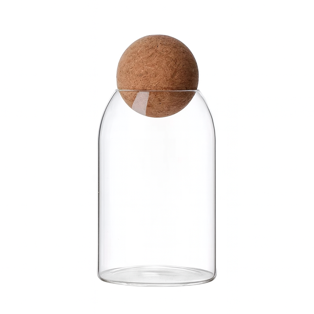Lot de 4 Bocaux Hermétiques en Verre avec Bouchon en Liège – Rangement Cuisine Design – 500 ml, 800 ml, 1000 ml, 1200 ml – Conservation Café, Thé, Pâtes, Céréales