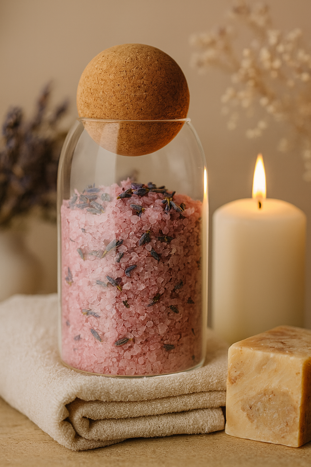 Lot de 4 Bocaux Hermétiques en Verre avec Bouchon en Liège – Rangement Cuisine Design – 500 ml, 800 ml, 1000 ml, 1200 ml – Conservation Café, Thé, Pâtes, Céréales