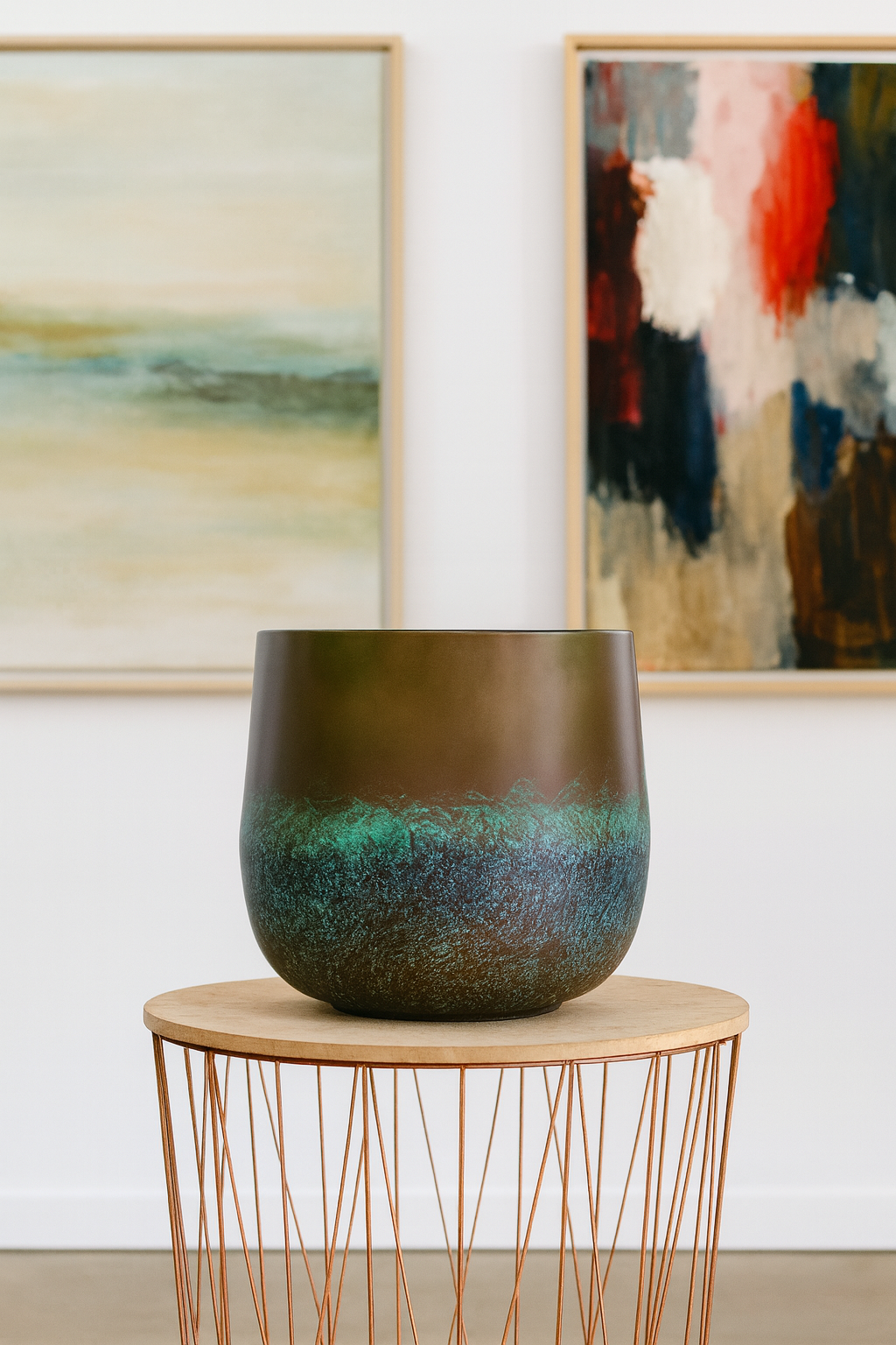 Elisa Mystic Bronze – Cache-pot en céramique texturée, finition bronze artistique
