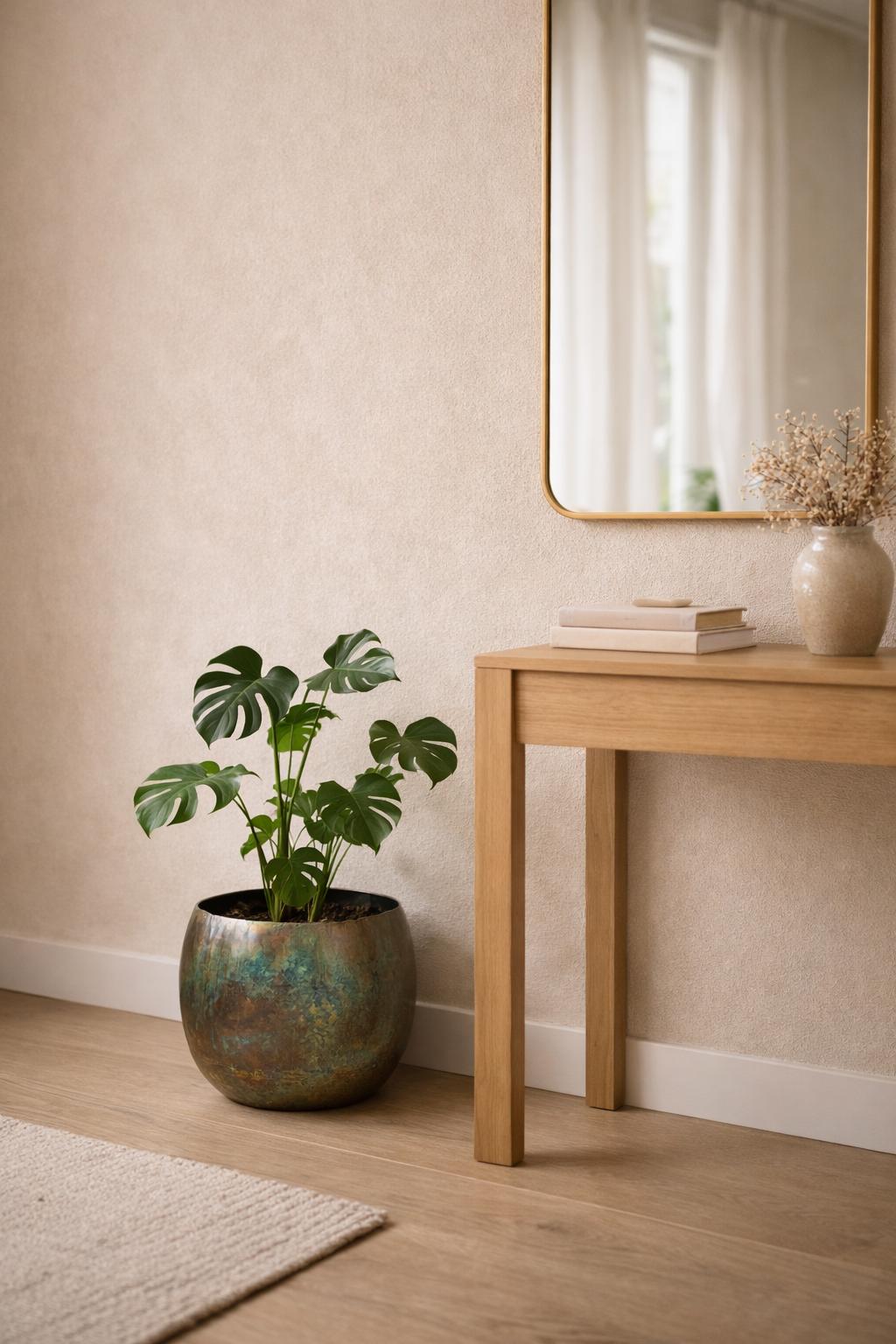 Cache-pot Ellen Vintage Green en métal patiné – Cache-pot décoratif intérieur