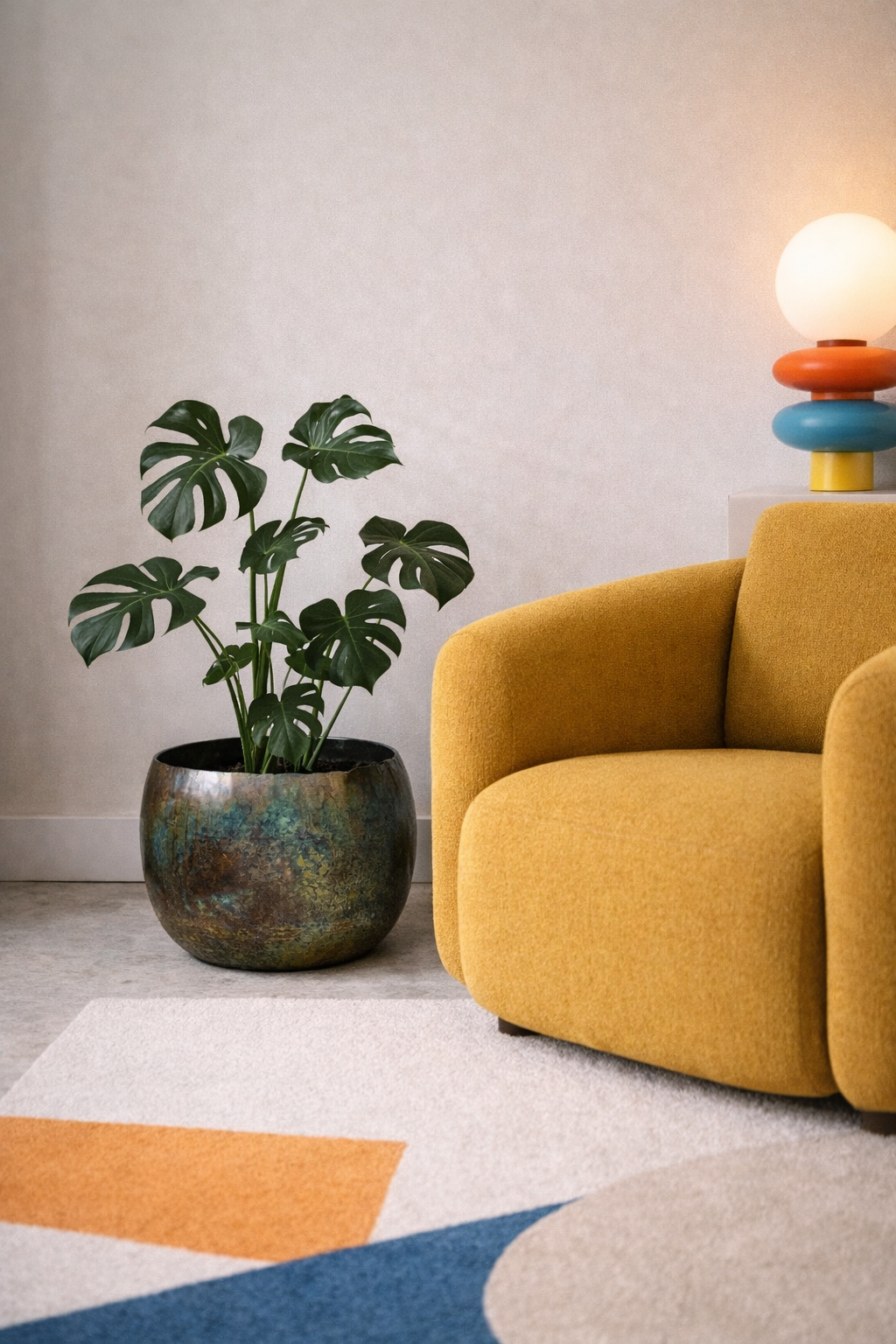 Cache-pot Ellen Vintage Green en métal patiné – Cache-pot décoratif intérieur