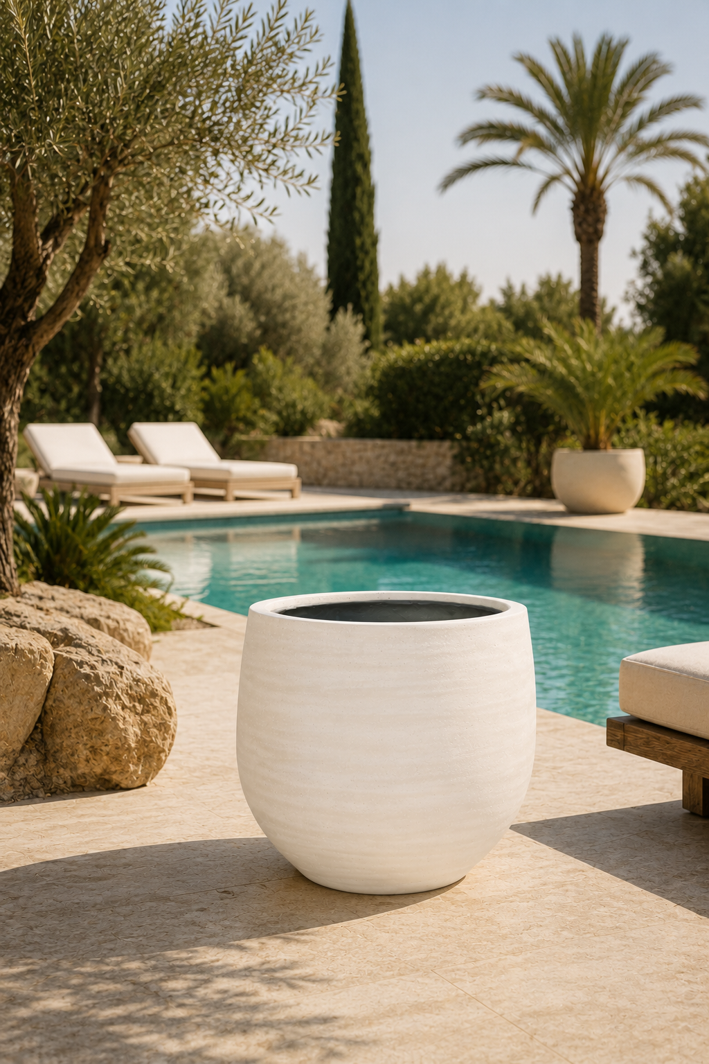 Jumbo Orb Washed Ivory Cachepot