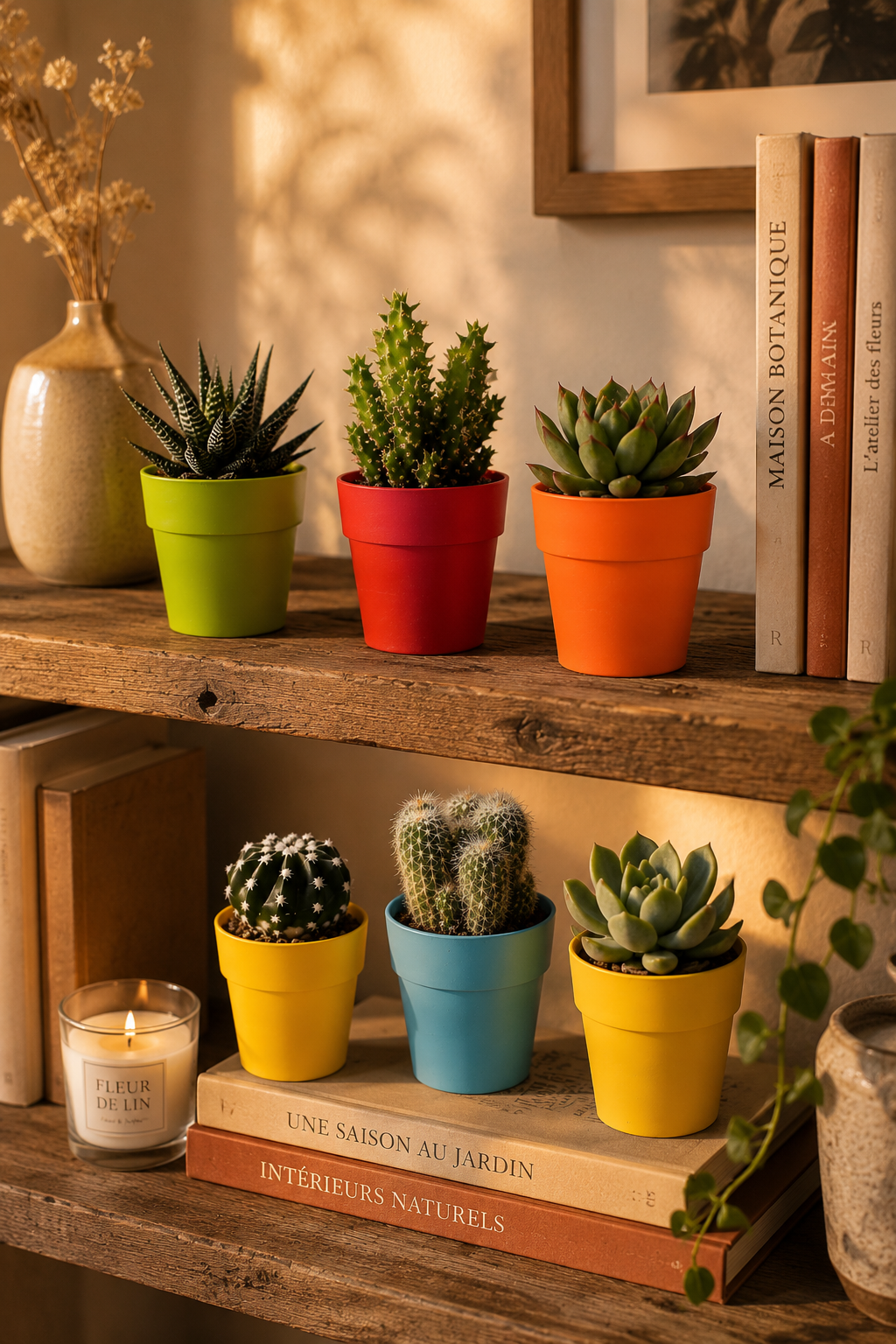 Mixed Cactus & Succulents – 15 Colorful Potted Plants – Ø5.5 cm