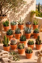 Cactus & Succulent Mix – 15 Plants in Terracotta Pots – Ø5.5 cm