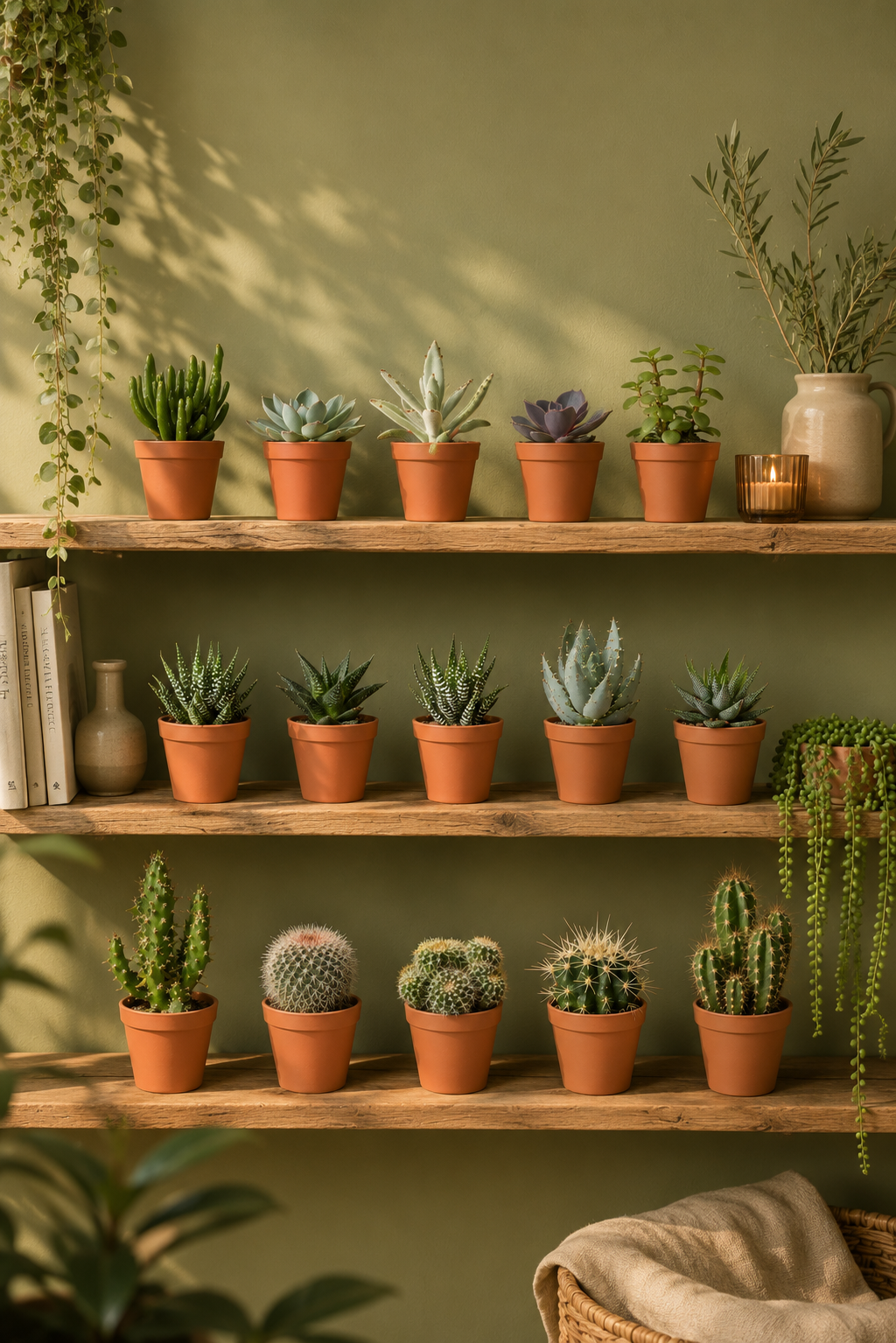 Cactus & Succulent Mix – 15 Plants in Terracotta Pots – Ø5.5 cm