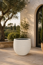 Jumbo Orb Washed Ivory Cachepot