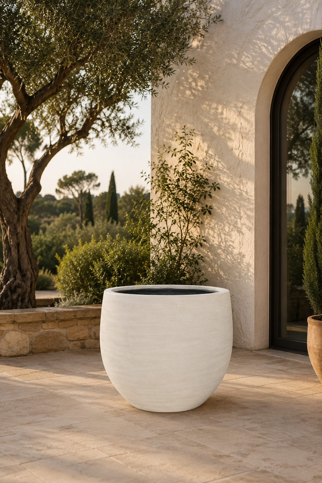 Jumbo Orb Washed Ivory Cachepot