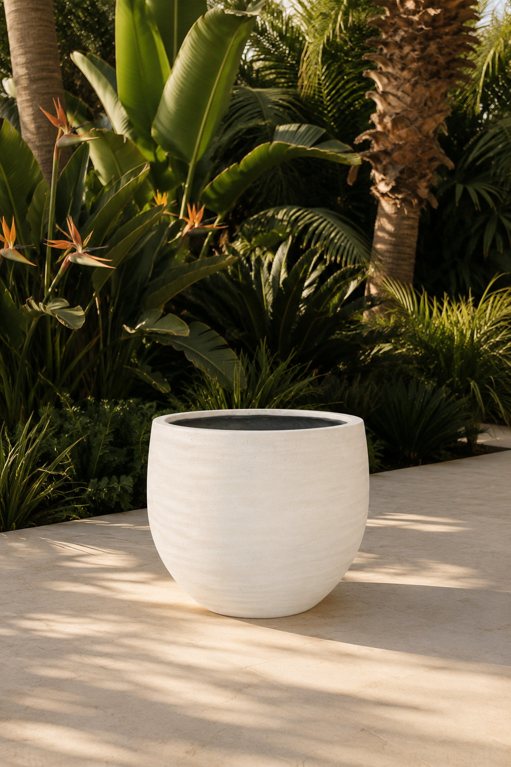 Jumbo Orb Washed Ivory Cachepot