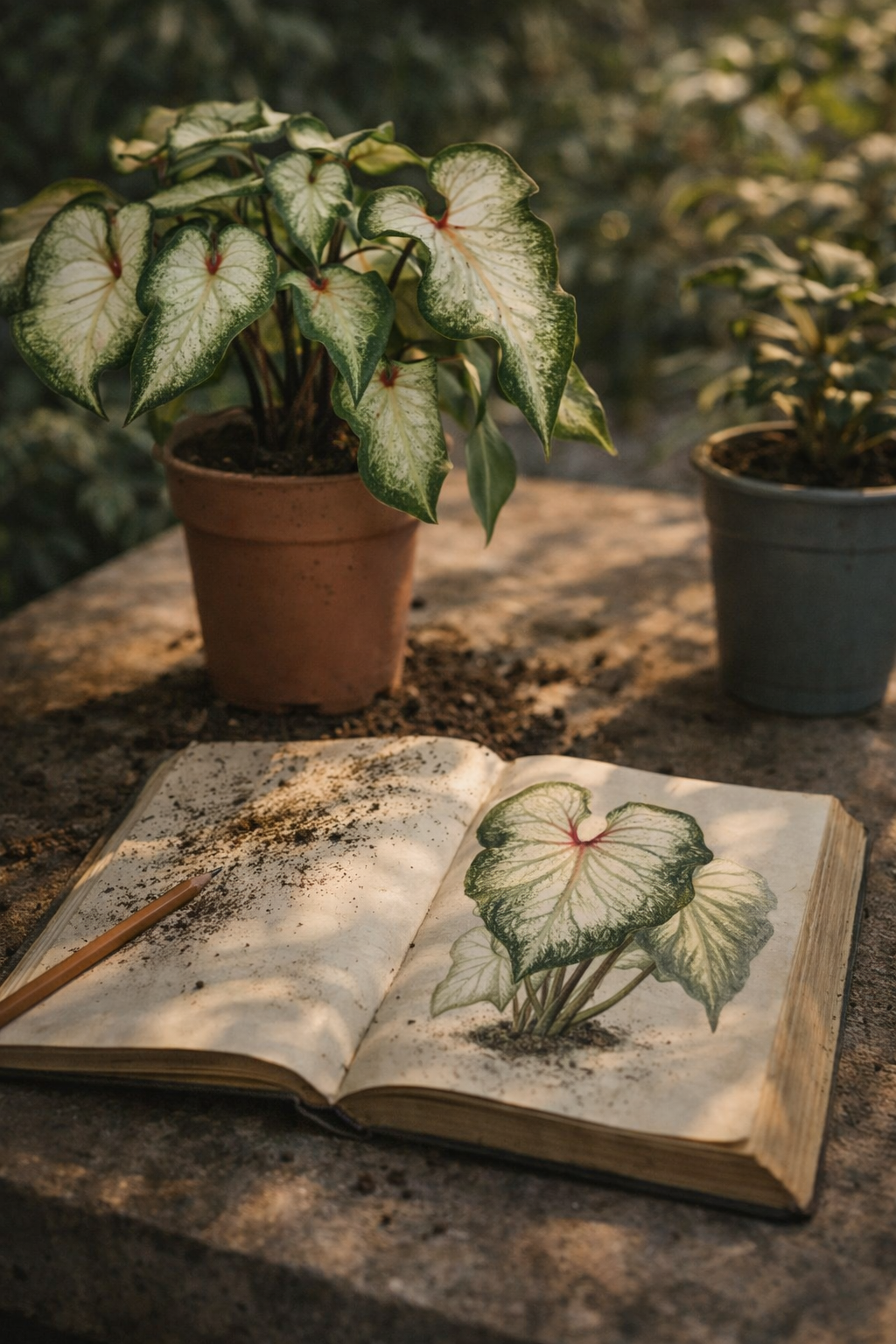 Caladium White “Angel Wings” – Plante Rare d’intérieur – Pot Ø12 cm – Hauteur 25 à 40 cm