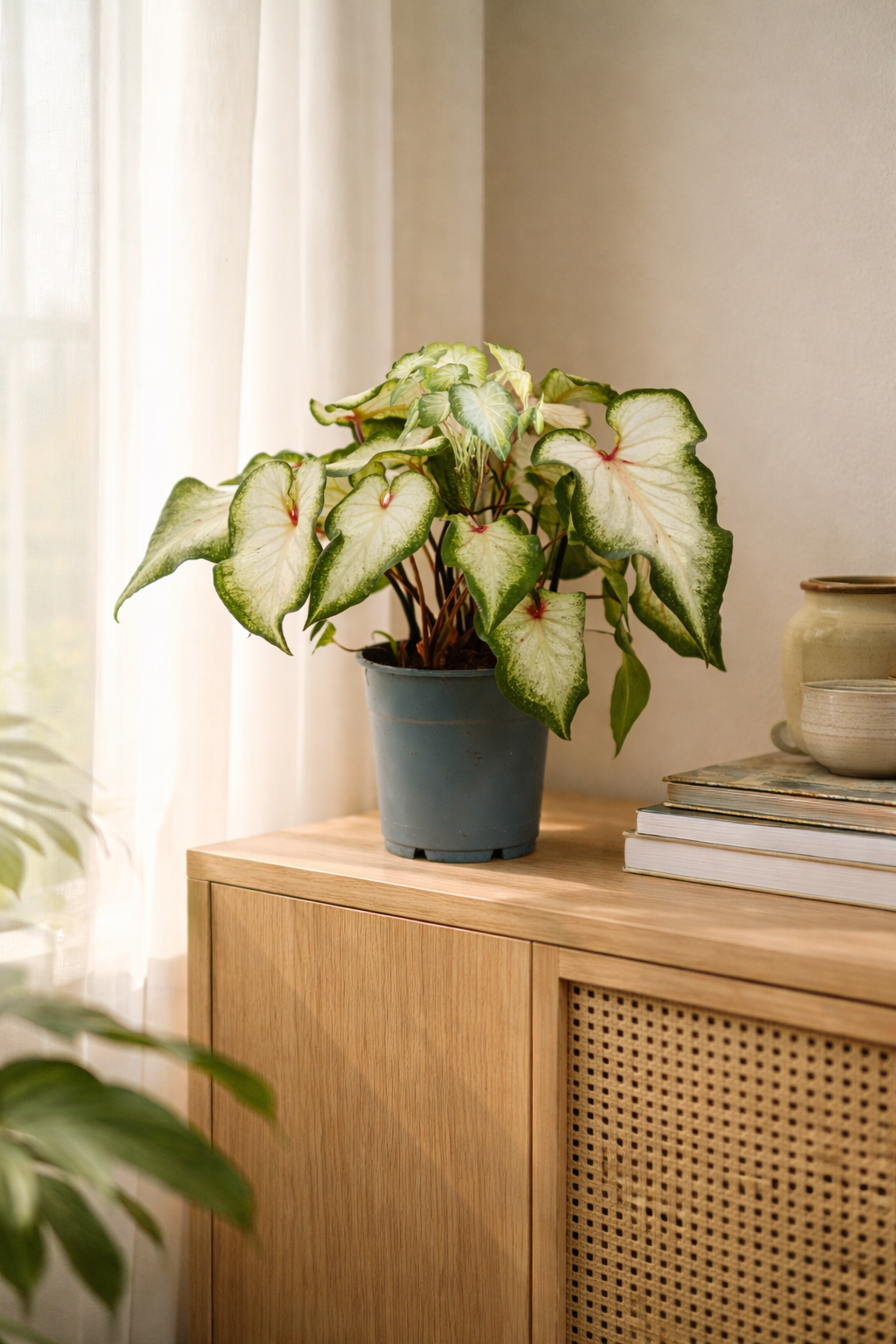 angel plant indoor Caladium White Angel Wings – Rare Indoor Plant – Pot Ø12 cm – 25 cm – Douceur Maison