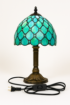 Lampe de Table Style Tiffany E27 – Verre Teinté Baroque Méditerranéen | Décoration Vintage & Ambiance Chaleureuse