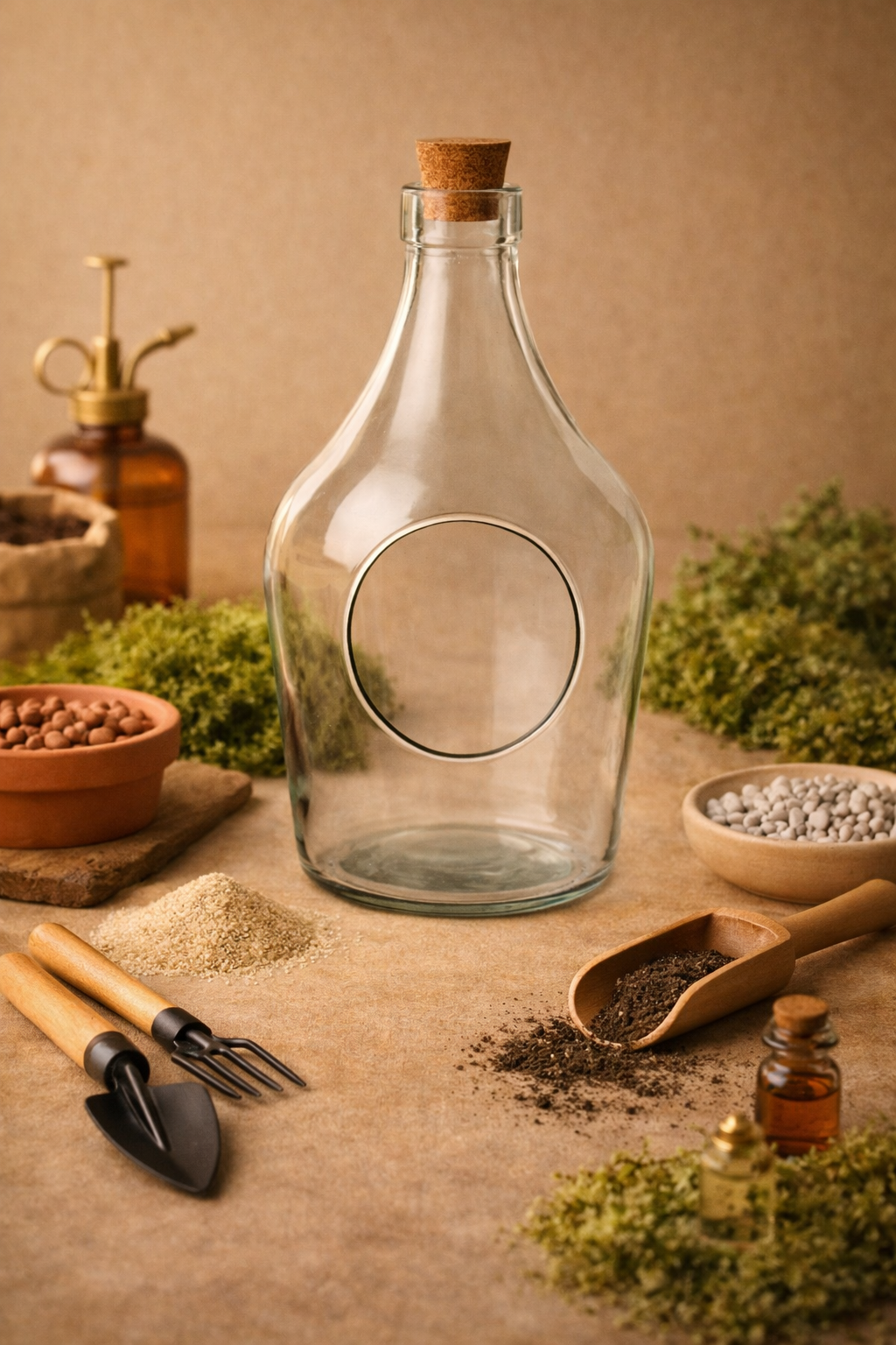 Offenes 3-Liter-Glasterrarium mit Korken – dekorative Terrariumflasche
