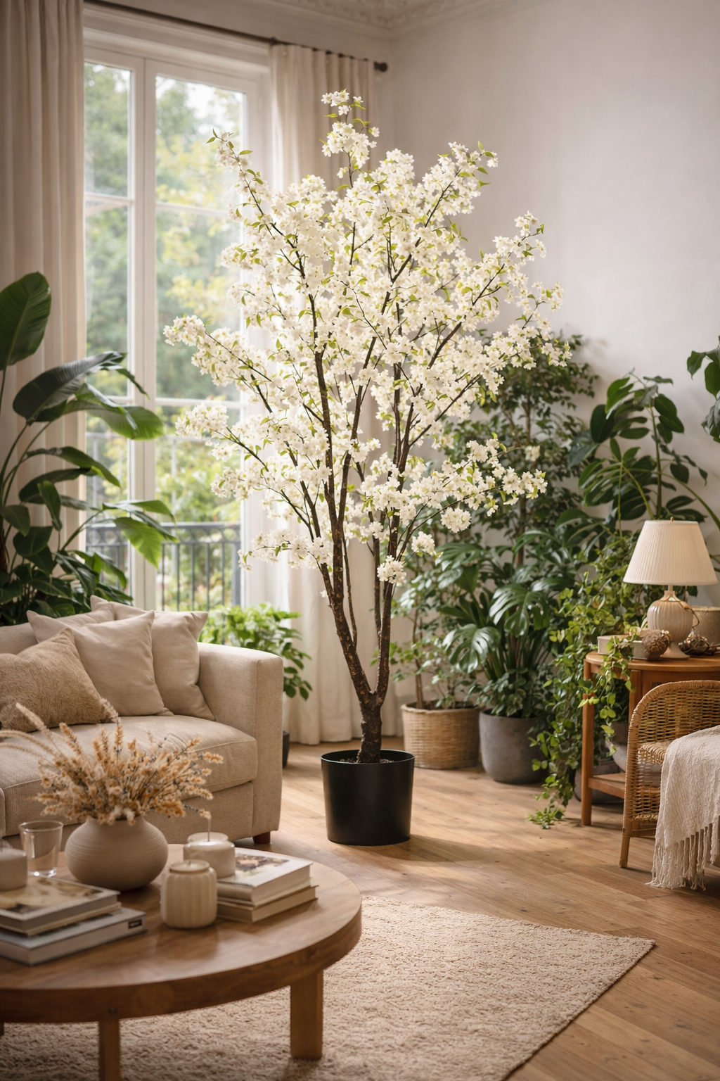 Cerisier Japonais Artificiel – Prunus Kersenbloesem – Rose & Blanc – 210 cm
