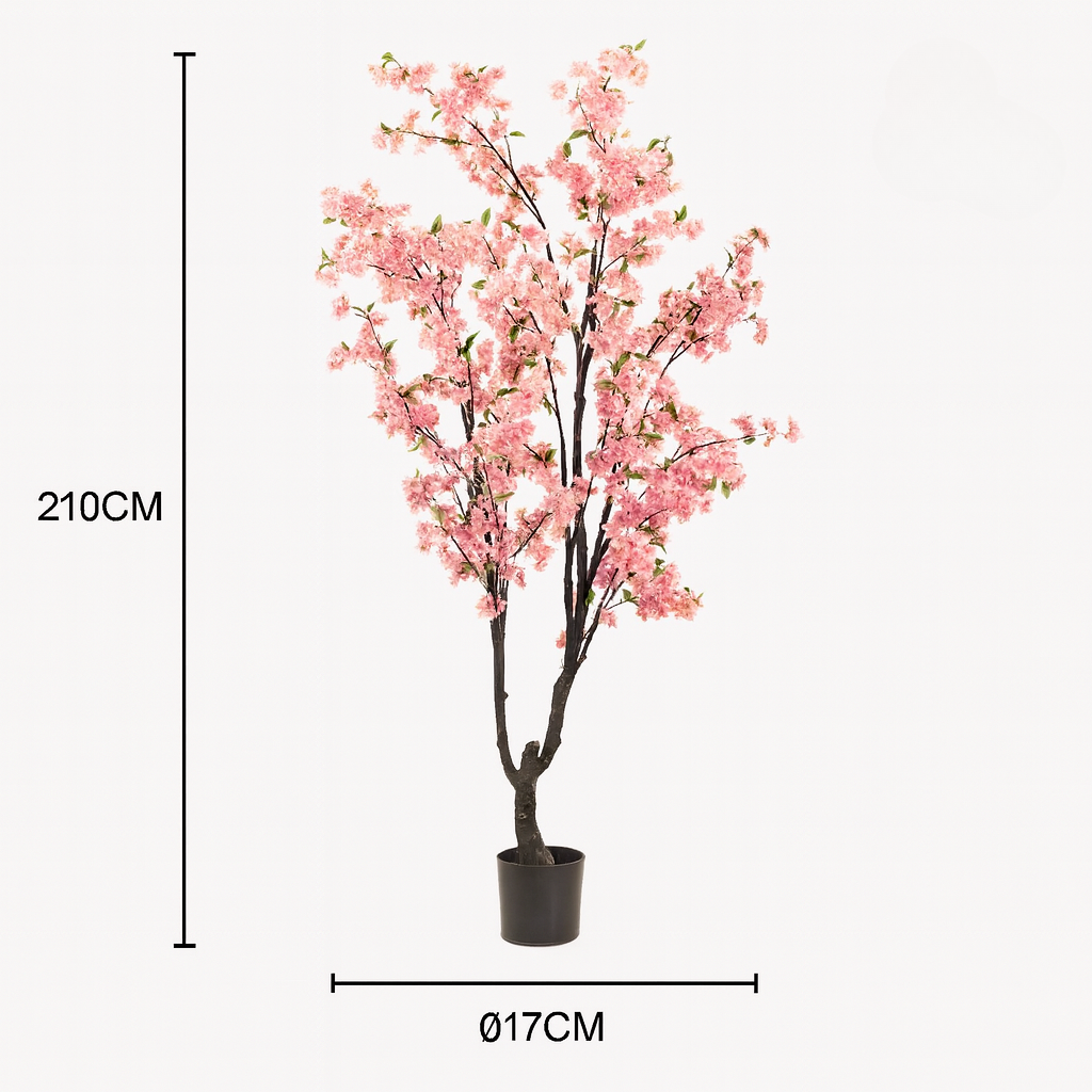 Künstlicher japanischer Kirschbaum 210 cm – Prunus Sakura Rosa & Weiß