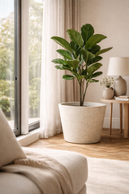 Cache-pot Beige Patiné – Grand cache-pot décoratif en fibre de pierre