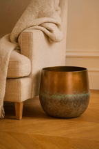 Elisa Mystic Bronze – Cache-pot en céramique texturée, finition bronze artistique