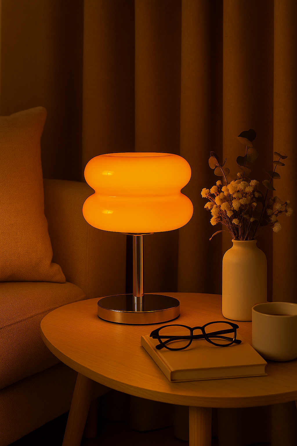 Lampe Macaron en Verre Orange – Design Rétro Chic LED E27 (28 cm)