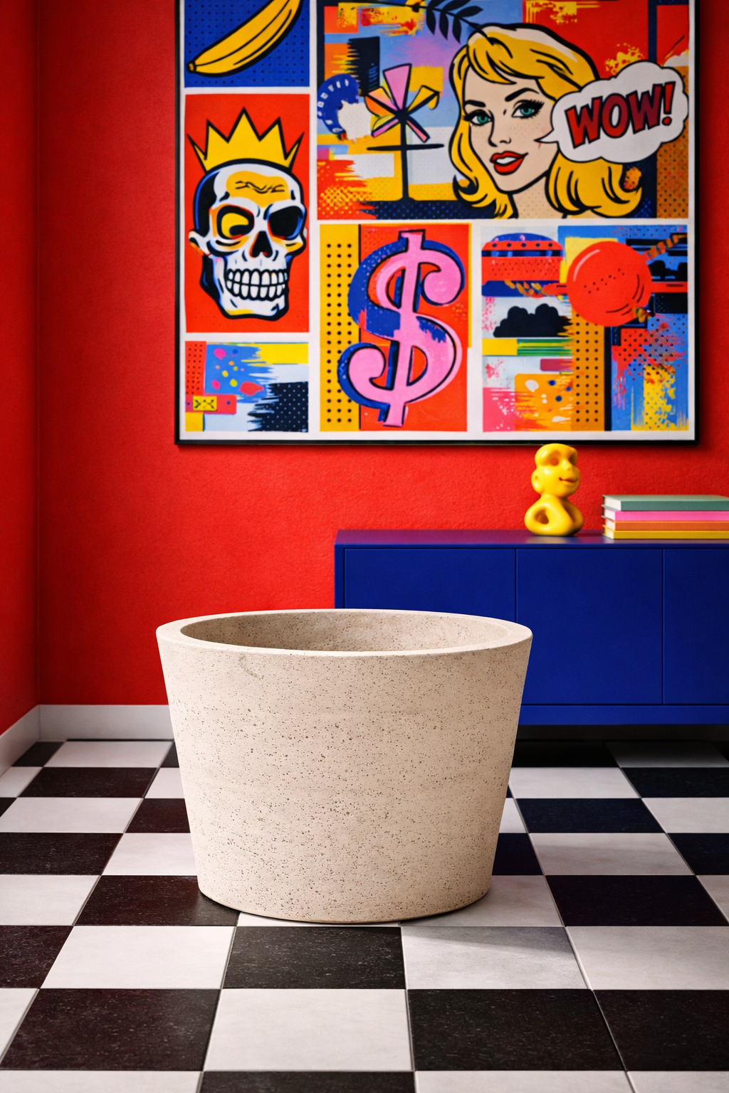 Cache-pot Beige Patiné – Grand cache-pot décoratif en fibre de pierre