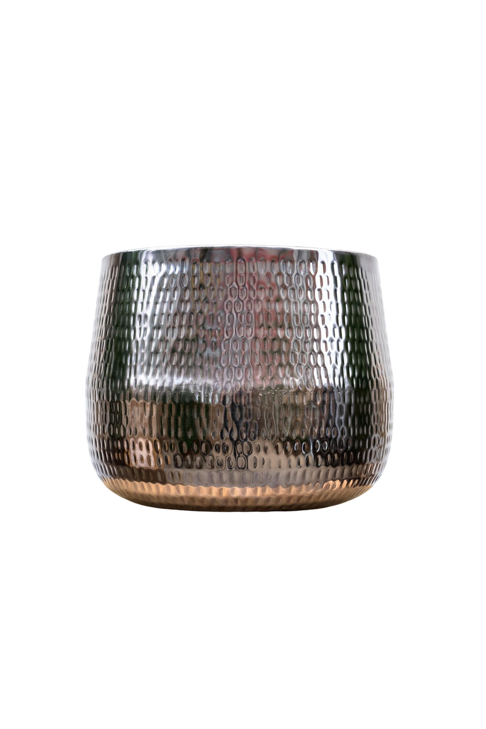 Jenna Lead – Cache-pot argenté martelé au style contemporain - Ø29 / Ø39 / Ø46