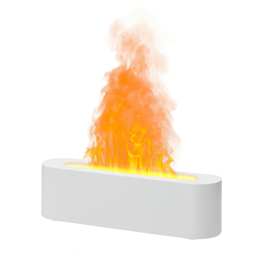 Diffuseur d’Arômes à Effet Flamme – Design Élégant et Atmosphère Cocooning (Blanc)