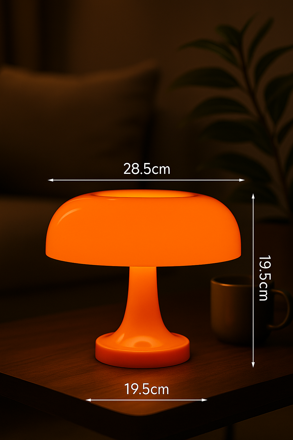 Lampe Champignon LED Rechargeable – Design Orange & Blanc – 28 cm
