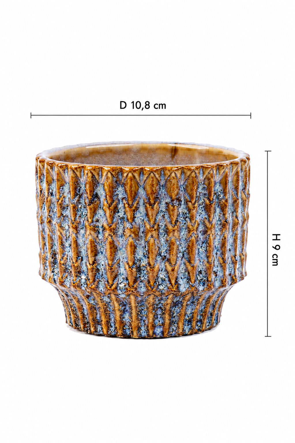 Echo Rustic Blue / Brown Pot – Ø10.8 x H9 cm