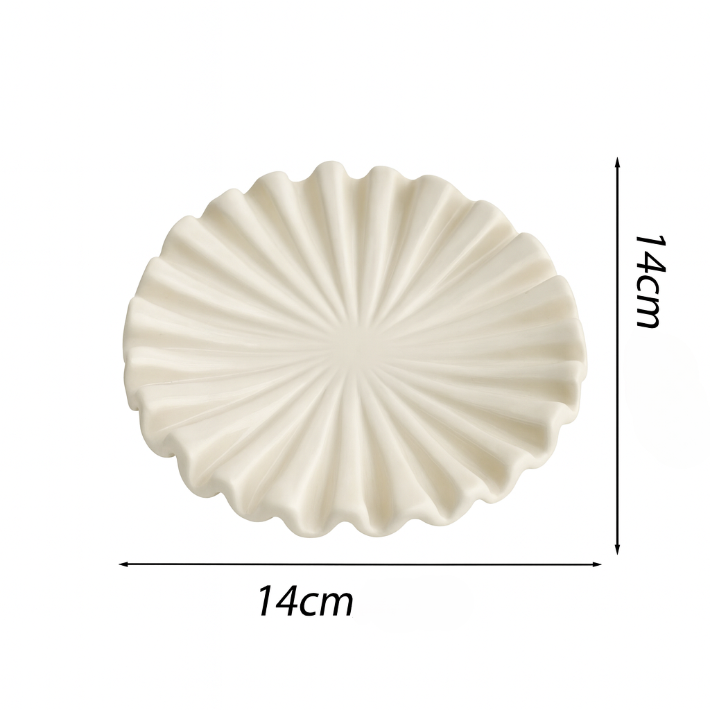 Plateau à bijoux en céramique – Coupelle blanche festonnée 14 cm