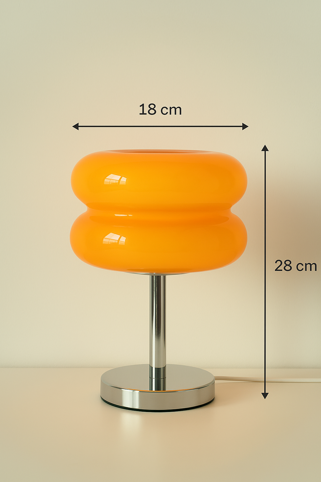 Lampe Macaron en Verre Orange – Design Rétro Chic LED E27 (28 cm)