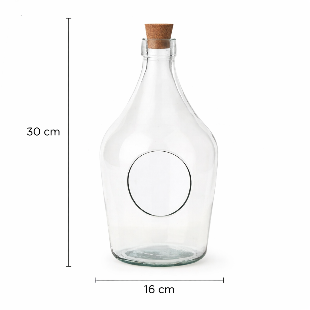 Offenes 3-Liter-Glasterrarium mit Korken – dekorative Terrariumflasche