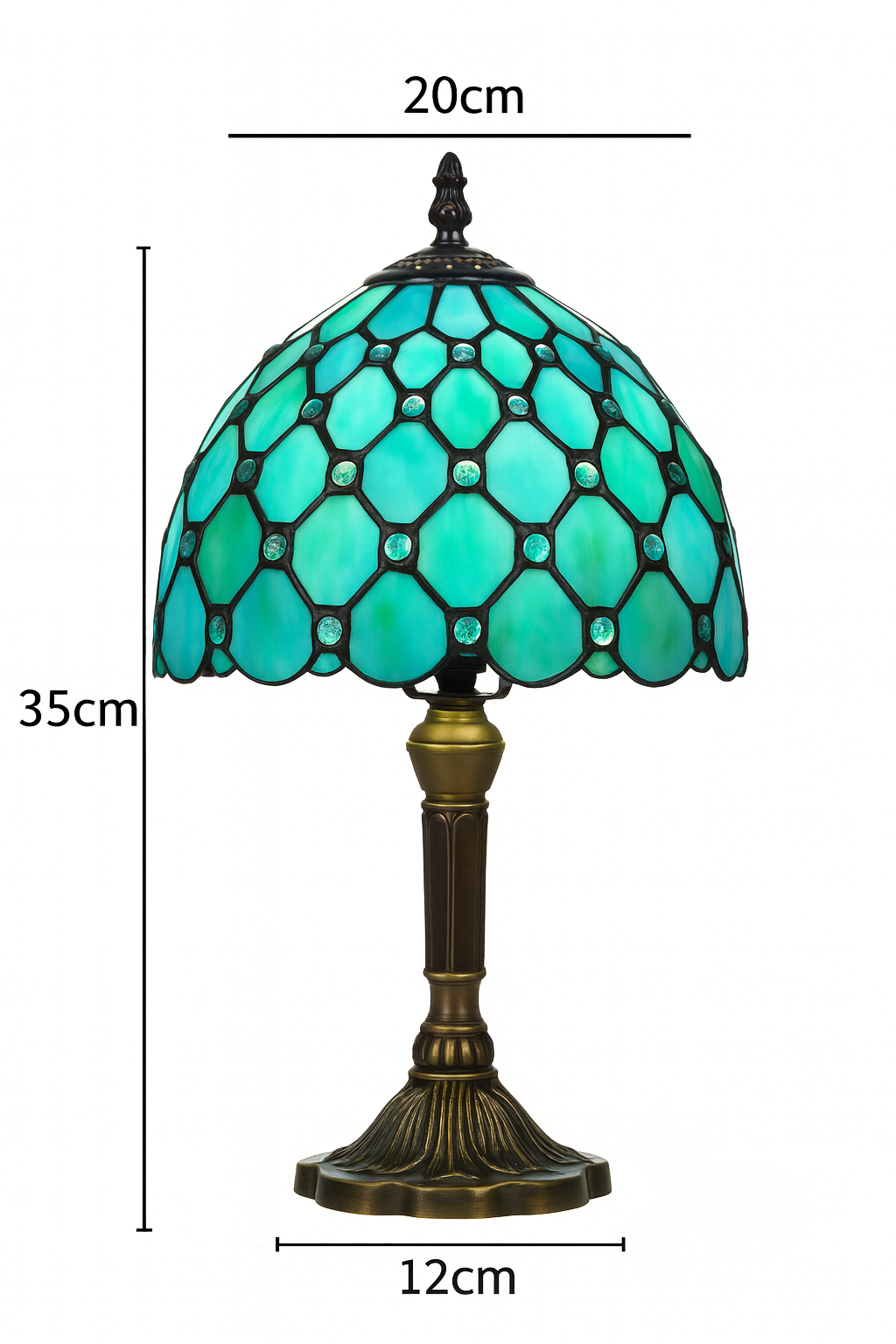 Lampe de Table Style Tiffany E27 – Verre Teinté Baroque Méditerranéen | Décoration Vintage & Ambiance Chaleureuse